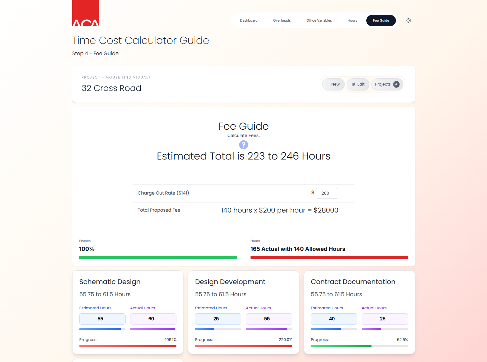 Fee Calculations Screenshot
